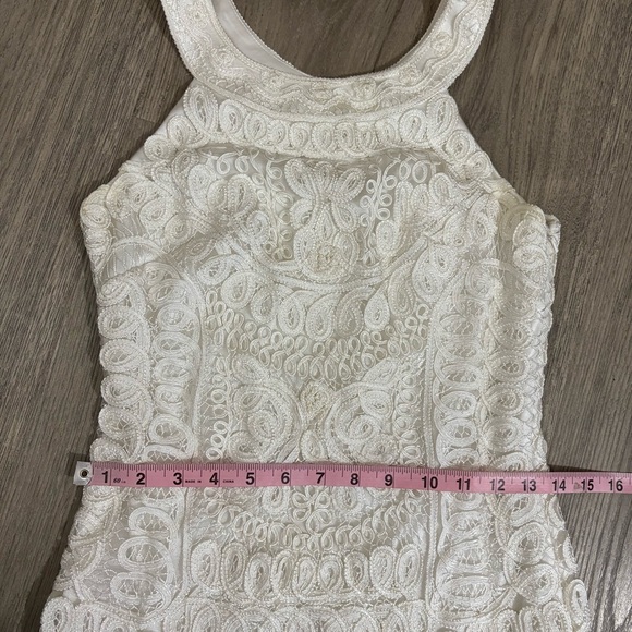 SUE WONG Appliqué Halter Sleeveless Dress White Ivory Sz 2 Bridal Embroidered - Picture 11 of 16